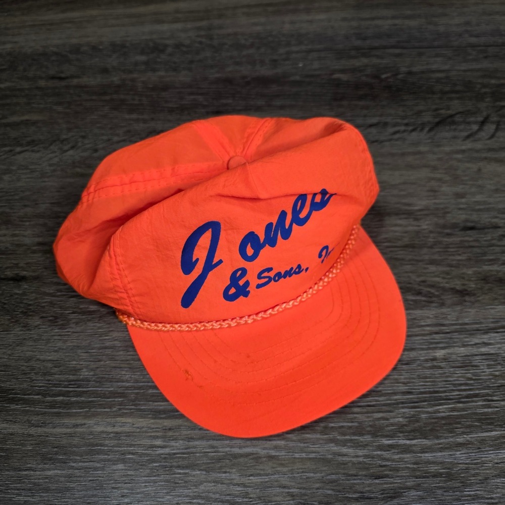 Otto Cap Mens OSFM Snapback Hat Neon Orange Jones & Sons Rope Nylon Vintage